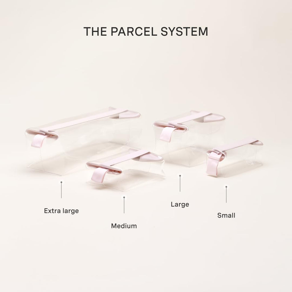 Cadence Parcel - Clear Kit with Magnetic Closure - Durable and Leak-Resistant Travel Toiletry Kit - Modular Design - Hygiene Bag for Travel Essentials - 2 Qt - Rose