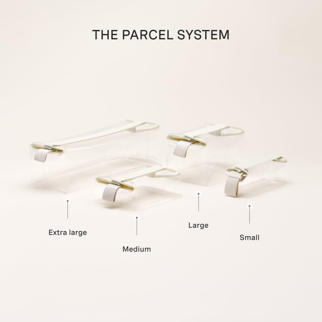 Cadence Parcel - Clear Kit with Magnetic Closure - Durable and Leak-Resistant Travel Toiletry Kit - Modular Design - Hygiene Bag for Travel Essentials - 2 Qt - Pebble