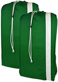 American Laundry Bags | Backpack with Shoulder Strap 2 piece set | Heavy Duty Clothes Holder | Travel Hamper for College Dorm | Portable Wash Bag | Green color | 30" x 40" size | Made in the USA