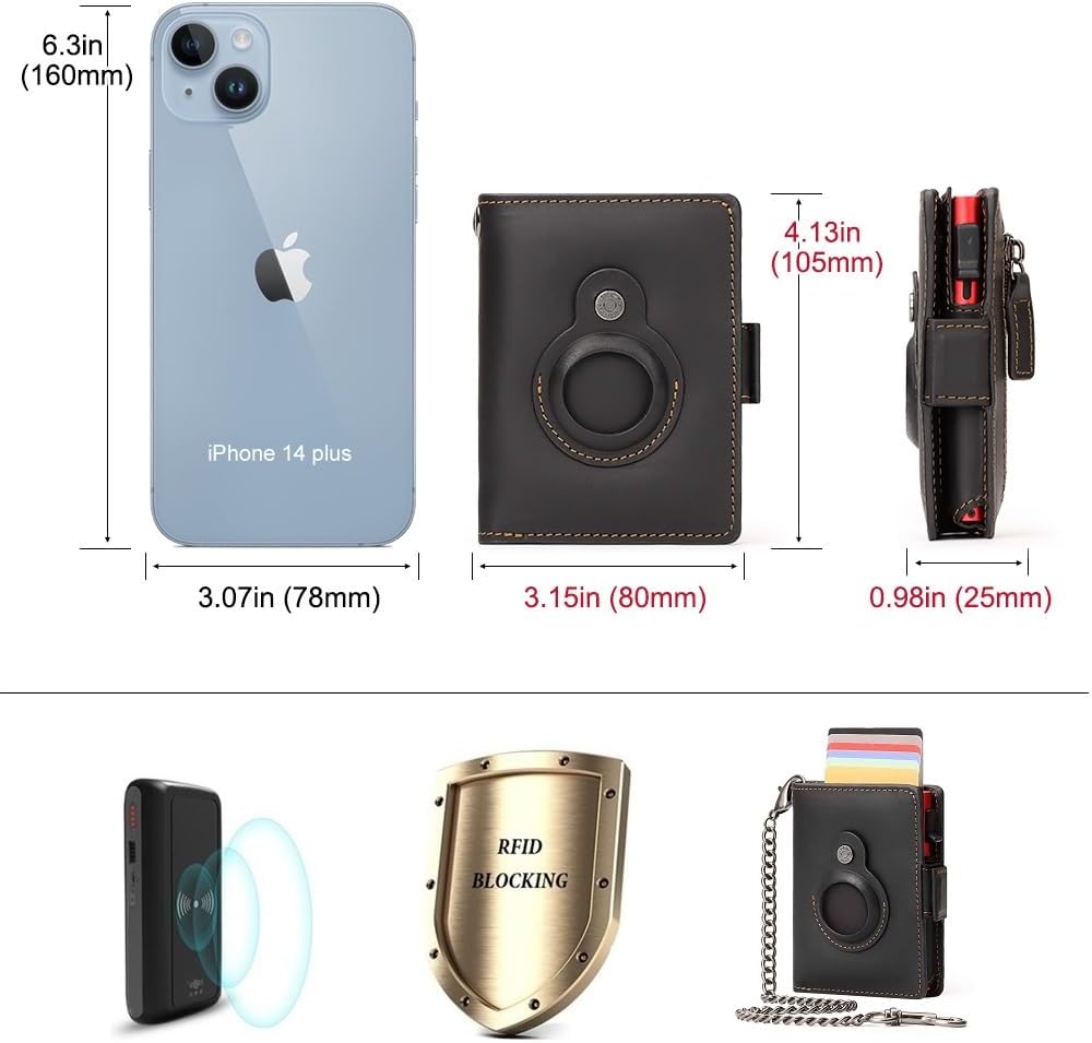 Mens Wallet Card Holder: Pop Up Aluminum Case, Genuine Leather, Smart, RFID Blocking, Slim, Minimalist, Front Pocket - 9-12Capacity | ID Window | Cash Slot