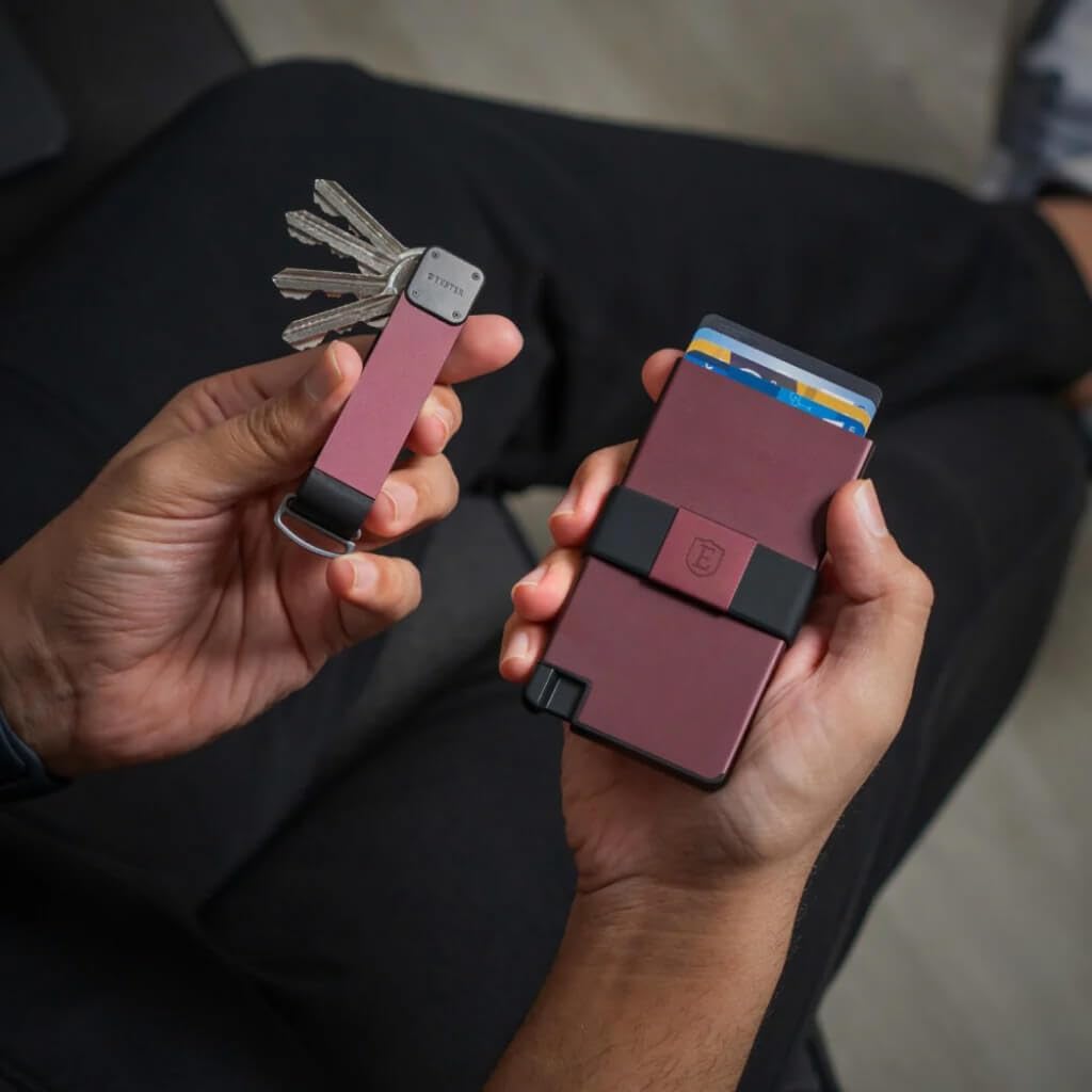 Ekster - Aluminum Cardholder Pro Wallet - All-Metal Aluminum Wallet for Men - Fits 7 Cards, RFID Blocking Layer, Ultra-Thin, Minimalist, Push Button, Card Access, Expandable, Trackable (Desert Red)