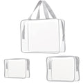 3Pcs Crystal Clear PVC Travel Toiletry Bag Kit for Women Men, Waterproof Vinyl Packing Organizer Storage Bags with Zipper Handle Straps, Cosmetic Pouch Carry on Airport Airline Compliant Bag Handbag