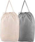 MCleanPin Washable Laundry Bags with Handles,140L Dirty Clothes Storage for College Dorm or Travel, Laundry Liner Fit Most Laundry Hamper or Basket,2 Pack (Beige & Grey)