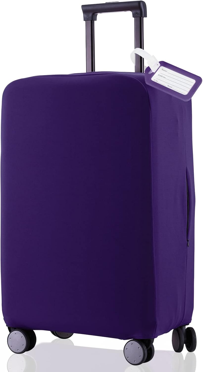 Travel Luggage Cover Suitcase Protector Scratch-Resistant Fit 19-31 Inch Suitcase, Not Included Suitcase (Purple, L(26-27 inch))