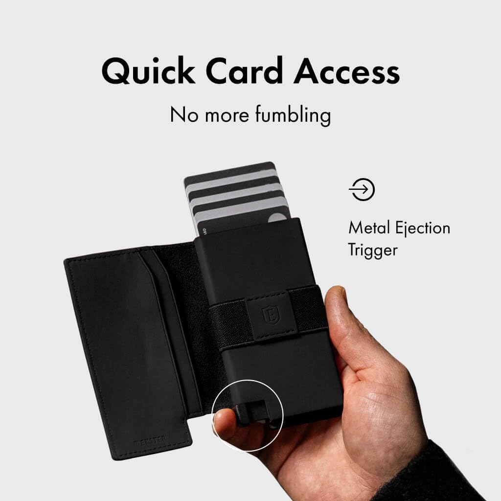 Ekster Men's Wallet PRO | RFID Blocking Parliament Leather Minimalist Wallet | Holds 14 Cards & Cash | Slim Cardholder for Men w/Push Button Designed for Quick Card Access | Black
