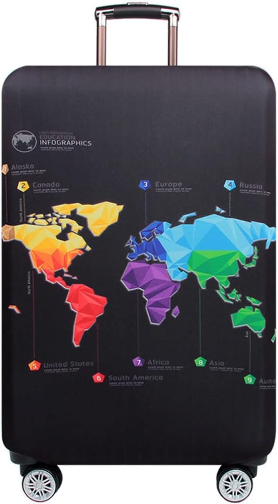 MosaiRudo Thicker Luggage Cover Elastic Suitcase Cover Protector Fits 18-32 Inch Suitcase Travel Accessories (Abstract Map, M)