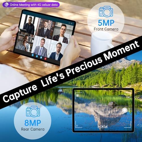 HAOVM Android 14 Tablet 10.1 Inch,4G SIM Unlocked, Quad-Core CPU 2.0GHz,3GB+32GB, TF Expandable, IPS Display, 5G WiFi, Bluetooth 5.0,5MP+8MP Dual Cameras,5000mAh, GPS, Google Kids Space，Black case