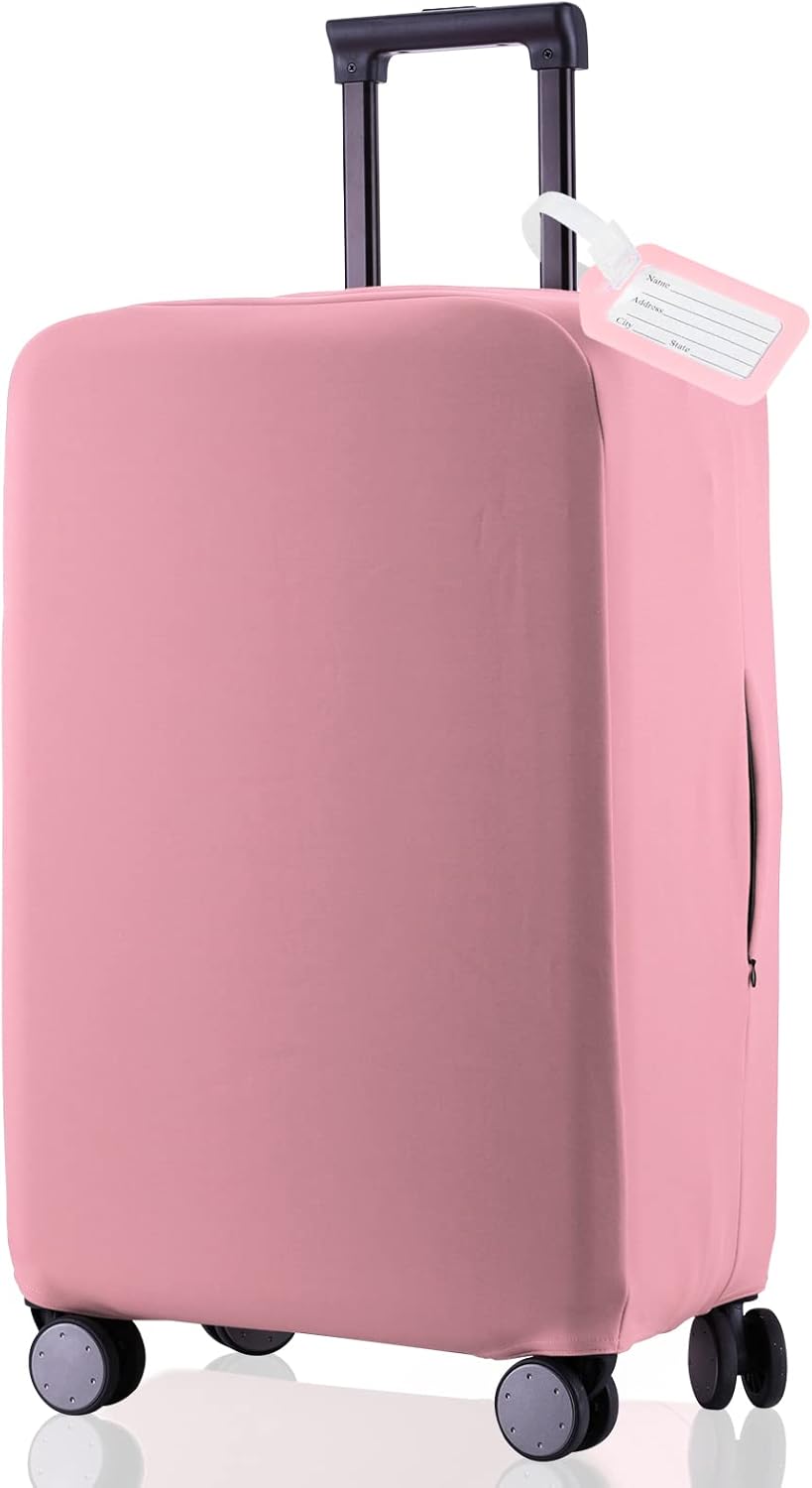 Travel Luggage Cover Suitcase Protector Scratch-Resistant Fit 19-31 Inch Suitcase, Not Included Suitcase (Pink, SX(22-23 inch))
