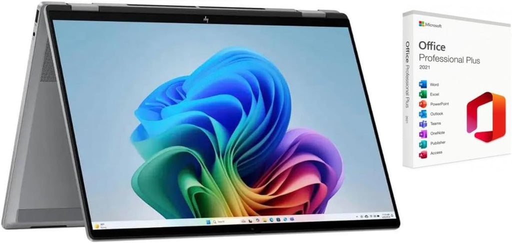 HP OmniBook X Flip 2-in-1 16" FHD+ Touch Screen Laptop |AMD Ryzen AI 5 340|AMD Radeon 840M | Copilot|Backlit|Meteor Silver| 16GB RAM DDR5 | 2TB SSD |Windows 11 Pro|Bundle with Microsoft Office 2021