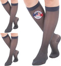 (3 Pairs - Closed Toe) Made in USA - Sheer Compression Socks for Women 15-20mmHg - Compression Stockings for Varicose Veins Circulation, Thrombosis, Embolism - Navy, Medium - A101NV2-3