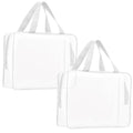 2Pcs Crystal Clear PVC Travel Toiletry Bag Kit for Women Men, Waterproof Vinyl Packing Organizer Storage Bags with Zipper Handle Straps, Cosmetic Pouch Carry on Airport Airline Compliant Bag Handbag