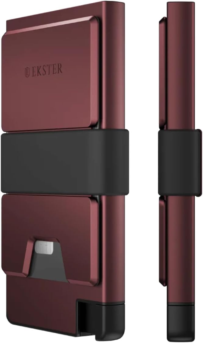 Ekster - Aluminum Cardholder Pro Wallet - All-Metal Aluminum Wallet for Men - Fits 7 Cards, RFID Blocking Layer, Ultra-Thin, Minimalist, Push Button, Card Access, Expandable, Trackable (Desert Red)
