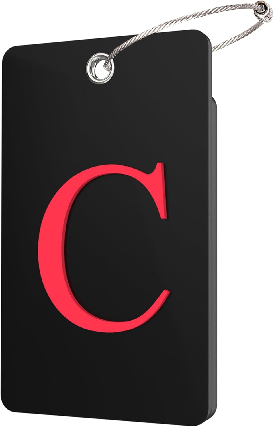 Gostwo 2 Pack Luggage Tags for Suitcases, 26 Initial Letter Travel Luggage Baggage Identification Labels ID Tag Fully Bendable Tags with Stainless Steel Loop (Black) (Letter C)