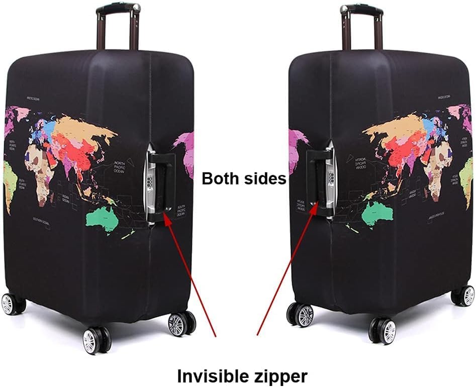 MosaiRudo Thicker Luggage Cover Elastic Suitcase Cover Protector Fits 18-32 Inch Suitcase Travel Accessories (Travel-4, L)