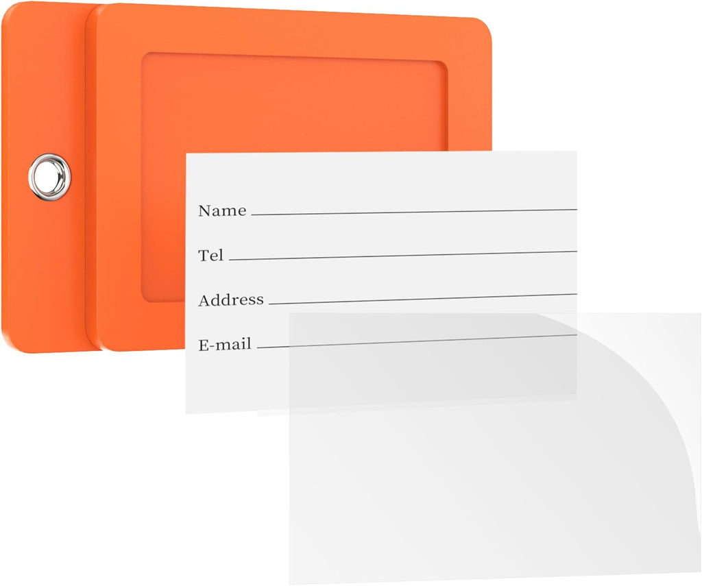 Gostwo 2 Pack Luggage Tags for Suitcases, 26 Initial Letter Travel Luggage Baggage Identification Labels ID Tag Fully Bendable Tags with Stainless Steel Loop (Orange) (Letter K)