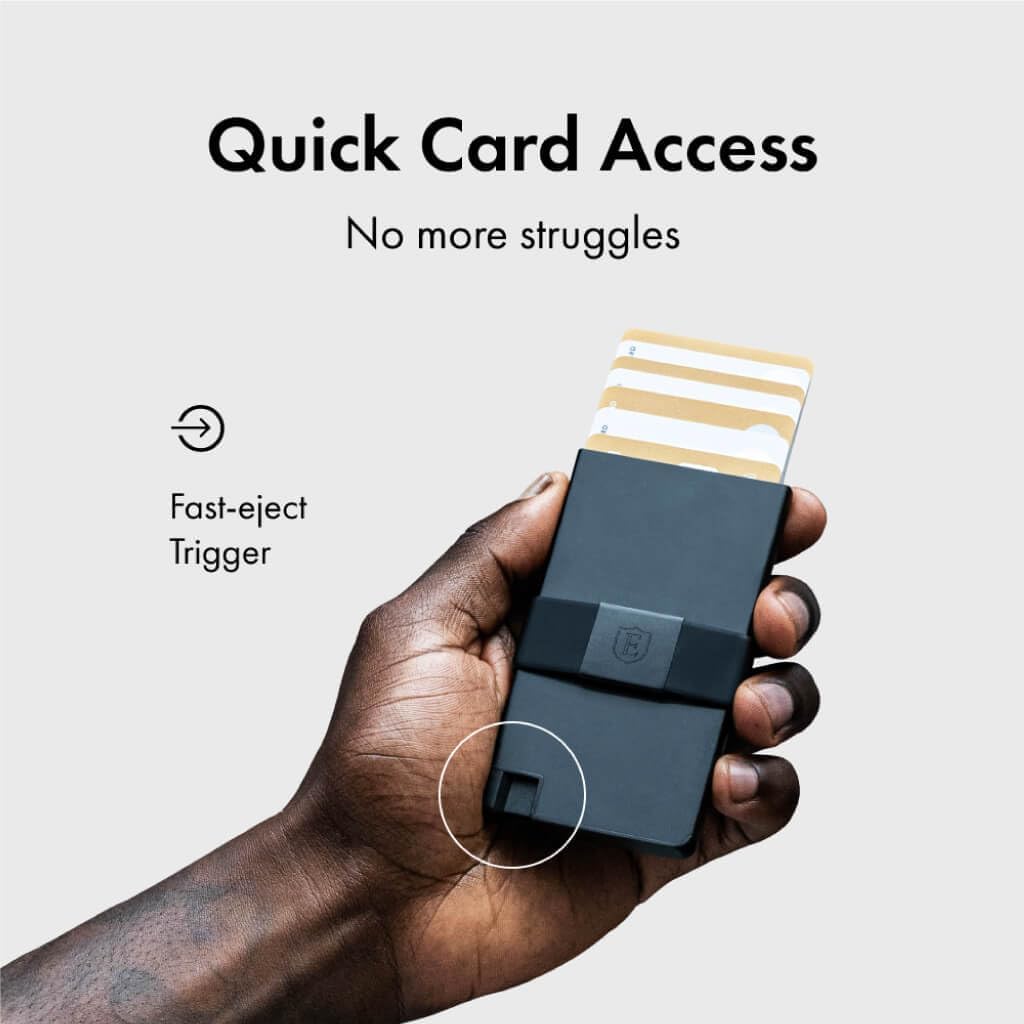 Ekster - Aluminum Cardholder Pro Wallet - All-Metal Aluminum Wallet for Men - Fits 7 Cards, RFID Blocking Layer, Ultra-Thin, Minimalist, Push Button, Card Access, Expandable, Trackable (Jet Black)