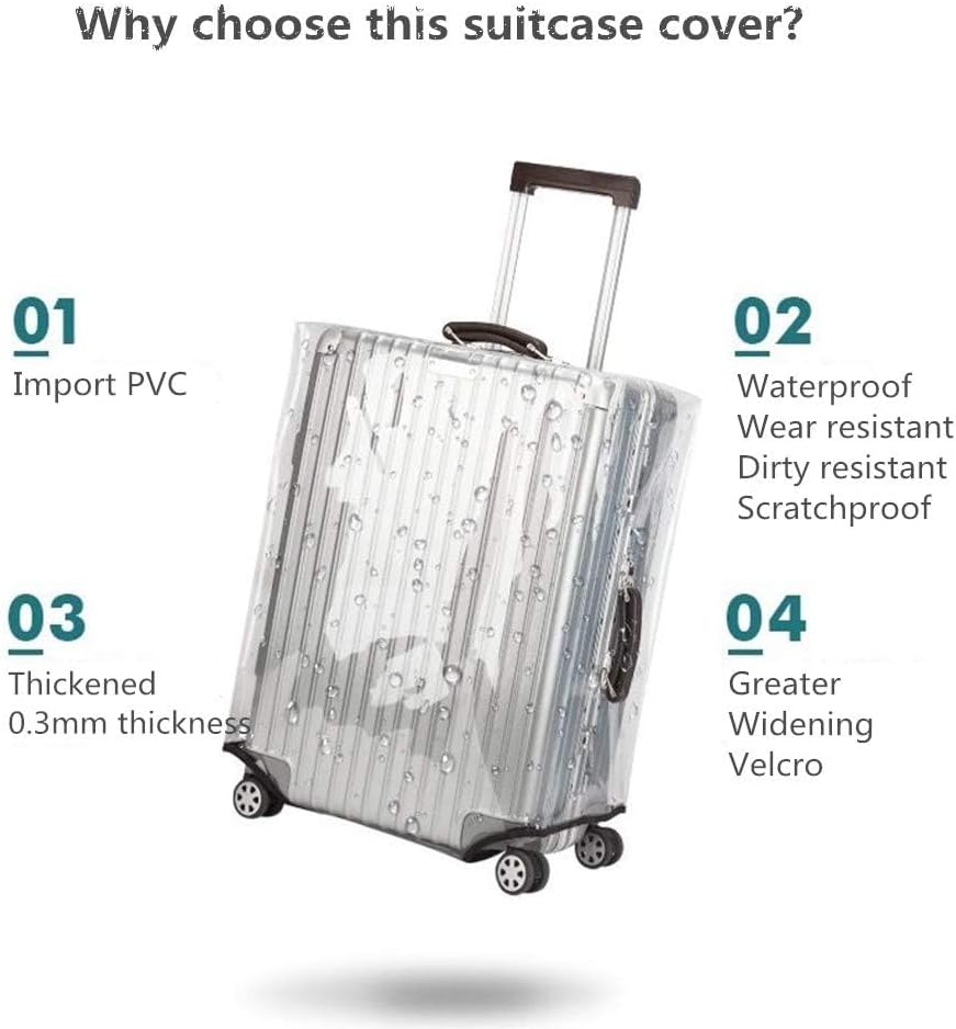 24 Inch Clear PVC Luggage Cover Protectors Suitcase Covers for Luggage Thickened suitcase protective cover for Wheeled Suitcase Suitable for 24"