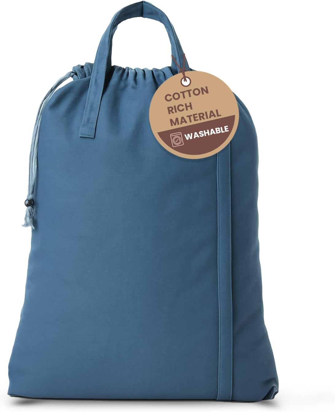 LFH Home Cotton Canvas Large Laundry Bag with Handle, Heavy Duty Drawstring Closure Washable Laundry Bags, School Travel, Home, Hotel, College Dorm, Organizer Sack, Toys Clothes 28x36-Sky Blue