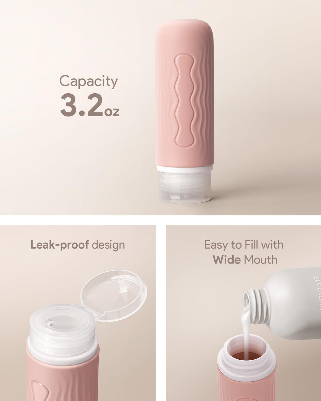 Lotour Travel Toiletry Bag for Women with Travel Size Silicone Containers Set, Hanging Toiletry Bag for toiletries, Cosmetic Bag Travel Organizer (White)