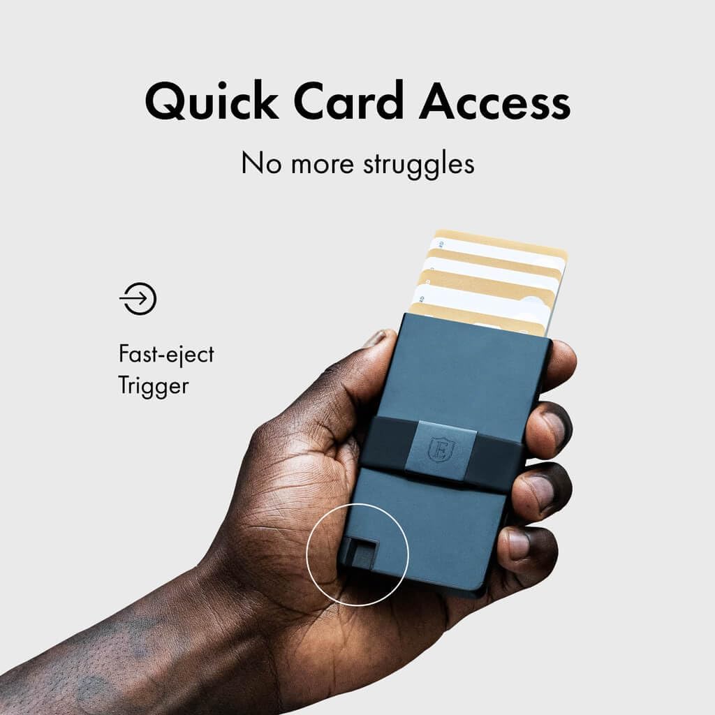 Ekster - Aluminum Cardholder Pro Wallet - All-Metal Aluminum Wallet for Men - Fits 7 Cards, RFID Blocking Layer, Ultra-Thin, Minimalist, Push Button, Card Access, Expandable, Trackable (Midnight Blue)