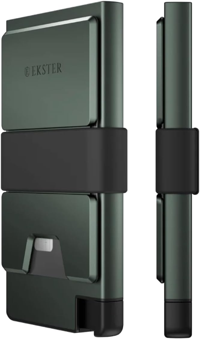 Ekster - Aluminum Cardholder Pro Wallet - All-Metal Aluminum Wallet for Men - Fits 7 Cards, RFID Blocking Layer, Ultra-Thin, Minimalist, Push Button, Card Access, Expandable, Trackable (Forest Green)