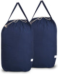 MCleanPin 140L Washable Laundry Bags with Handles,Dirty Clothes Storage for College Dorm or Travel, Laundry Liner Fit Laundry Hamper or Basket,2 Pack,Brown (Navy Blue)