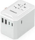 TESSAN Universal Travel Adapter, International Power Adapter with 5 USB Ports (3 USB C), Worldwide Plug Adaptor for US to Europe UK France Germany Spain Ireland Australia Japan (Type C G A I)
