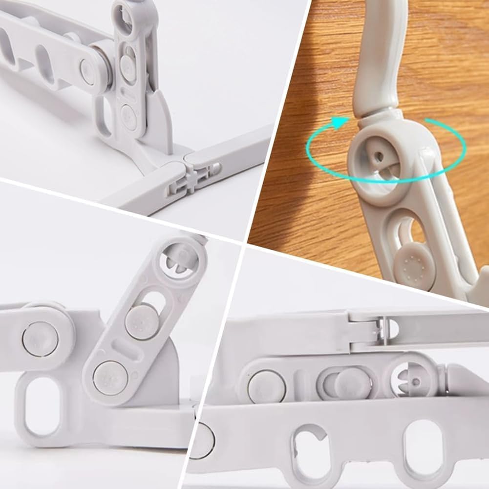 Portable Foldable Clothes Hanger, Plastic Travel Foldable Coat Hangers Clothes Drying Rack with 5 Holes Folding Hangers with Clips for Travel (2 Racks+5 Hanger)