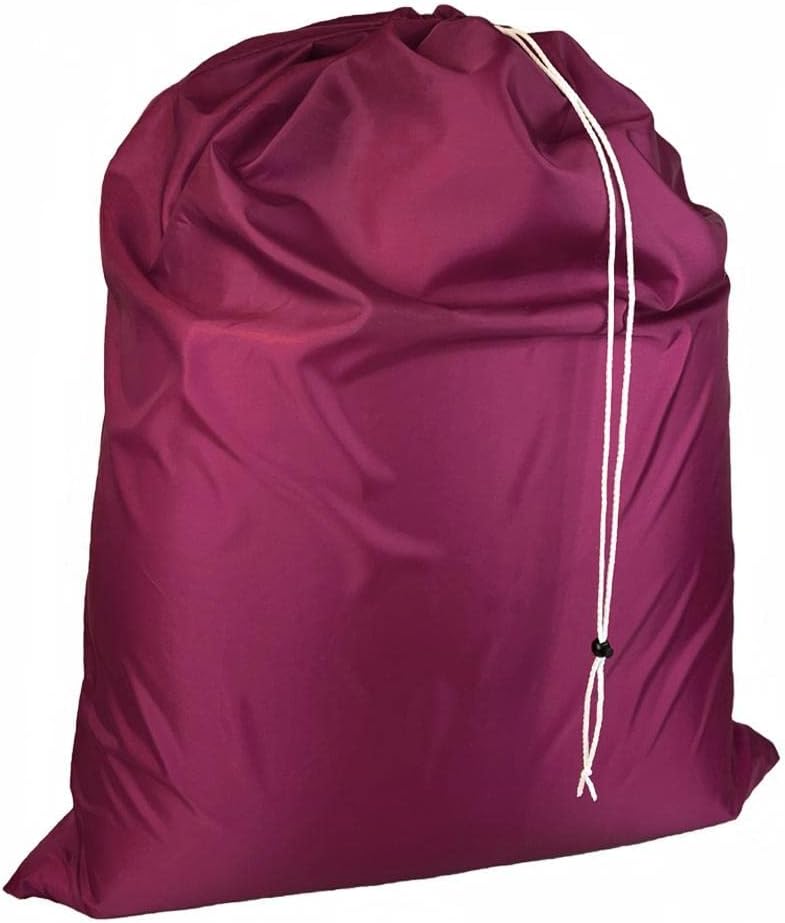 Laundry Bag with Locking Closure Drawstring – Extra Large Heavy Duty 100% Nylon, Large & Foldable Clothes Sack – Lightweight Dirty Laundry Organizer for Travel, Dorm, Gym – L 40" x H 50" (CRANBERRY)