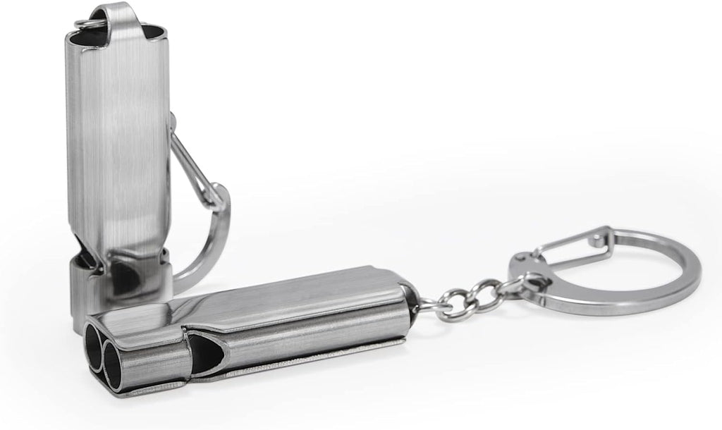 Whistle for Coaches Teachers, Emergency Survival Stainless Steel Whistles 2 Pack with Keychain for Referee Train Hiking Sports Boating Kayak Life Vest Jacket Lifeguard Outdoor Security