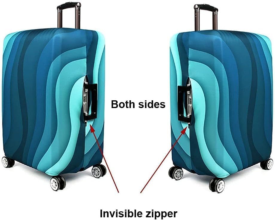 MosaiRudo Thicker Luggage Cover Elastic Suitcase Cover Protector Fits 18-32 Inch Suitcase Travel Accessories (Green Ripple, M)