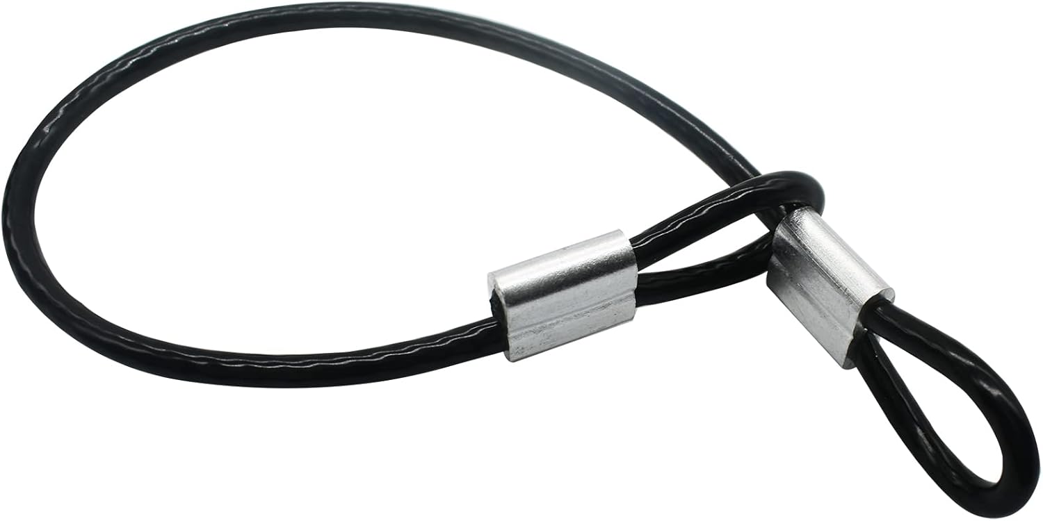 10 Pcs 4mm Wire 12 inch Vinyl Coated Stainless Steel Cable with Loops Short Wire Rope Lanyard Lock Security Chain Link for Outdoor Gates, Black(4mm x 12inch)