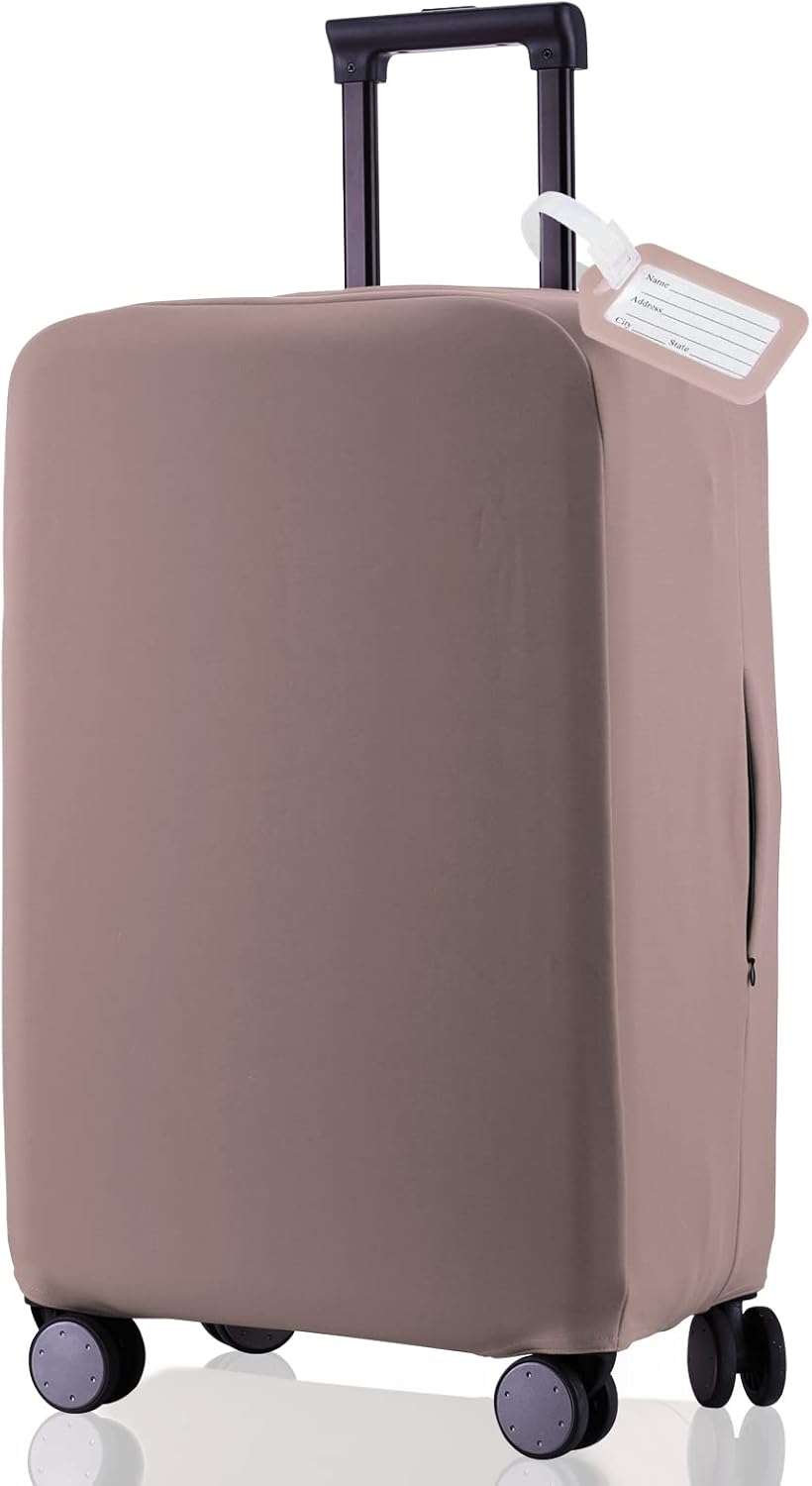 Travel Luggage Cover Suitcase Protector Scratch-Resistant Fit 19-31 Inch Suitcase, Not Included Suitcase (Khaki, S(19-21 inch))