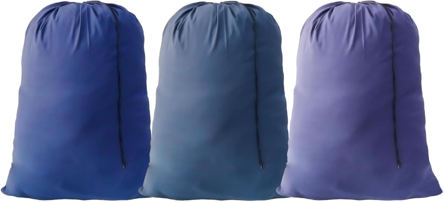 Extra Large Laundry Bag 3 Pack Travel Laundry Bags Dirty Clothes Organizer with Drawstring Closure, 30"x40", for college, dorm and apartment (Blue)
