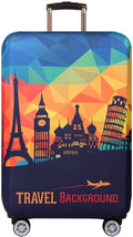 MosaiRudo Thicker Luggage Cover Elastic Suitcase Cover Protector Fits 18-32 Inch Suitcase Travel Accessories (Travel-4, S)