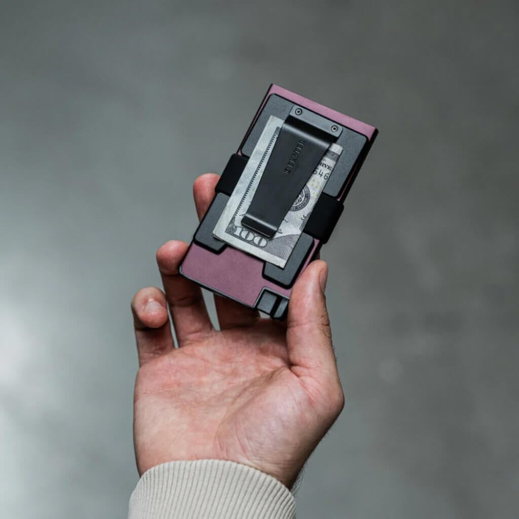 Ekster - Aluminum Cardholder Pro Wallet - All-Metal Aluminum Wallet for Men - Fits 7 Cards, RFID Blocking Layer, Ultra-Thin, Minimalist, Push Button, Card Access, Expandable, Trackable (Desert Red)