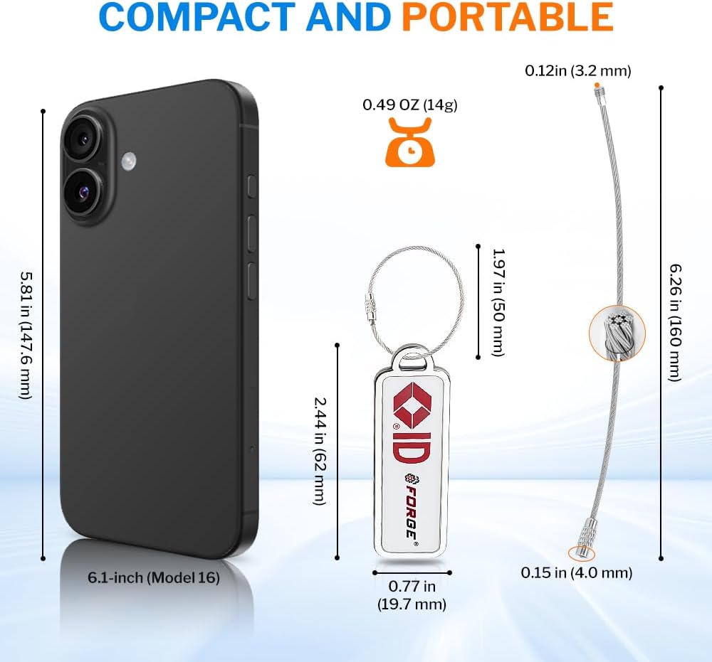 Forge Lost and Found Luggage Tags, Global Luggage Tracking Tag, WorldTracer Compatible, Travel Sentry Powered Baggage ID System for Luggage, Bags, Suitcases, and More (Whit 2 PK Small)