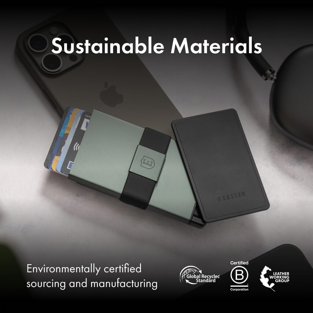 Ekster - Aluminum Cardholder Pro Wallet - All-Metal Aluminum Wallet for Men - Fits 7 Cards, RFID Blocking Layer, Ultra-Thin, Minimalist, Push Button, Card Access, Expandable, Trackable (Forest Green)