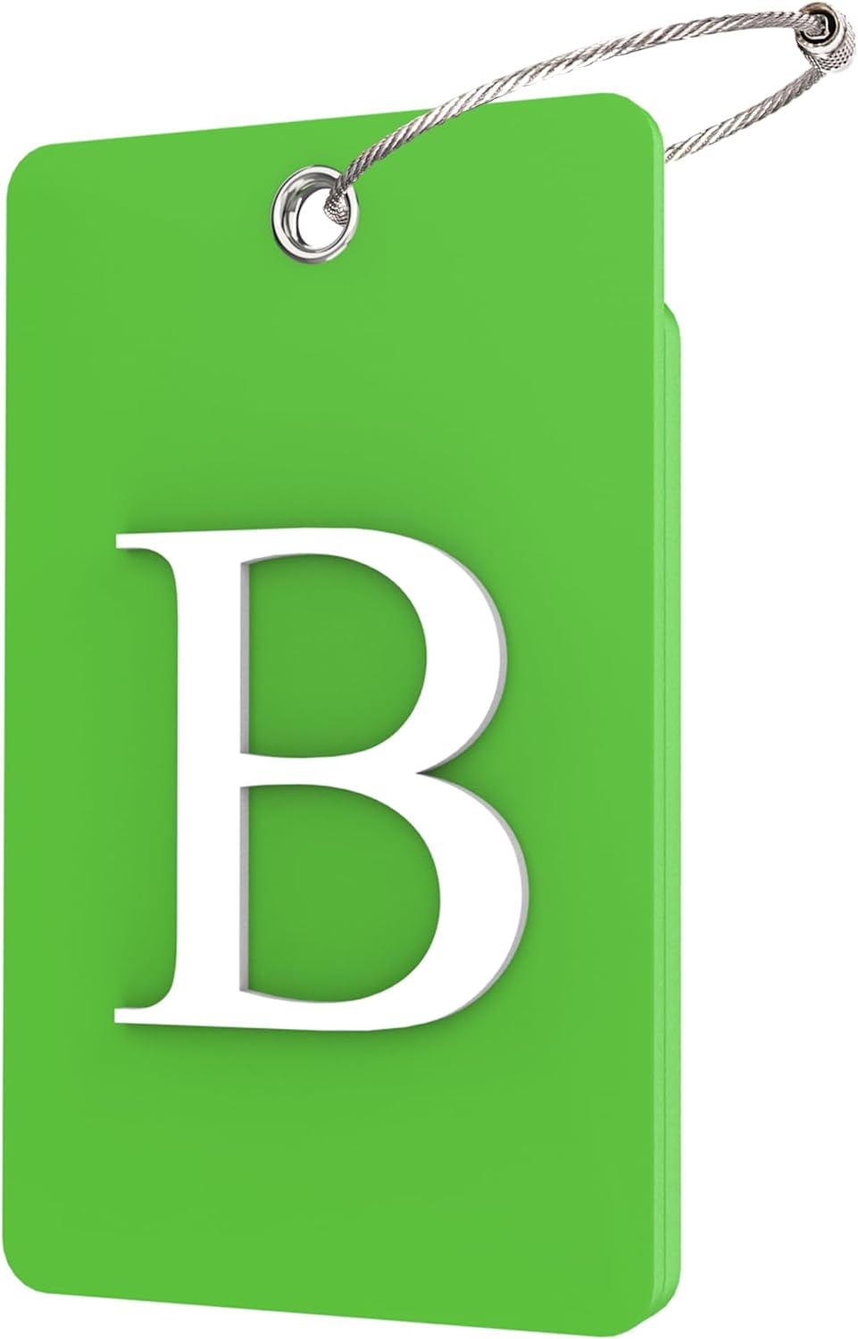 Gostwo 2 Pack Luggage Tags for Suitcases, 26 Initial Letter Travel Luggage Baggage Identification Labels ID Tag Fully Bendable Tags with Stainless Steel Loop (Green) (Letter B)