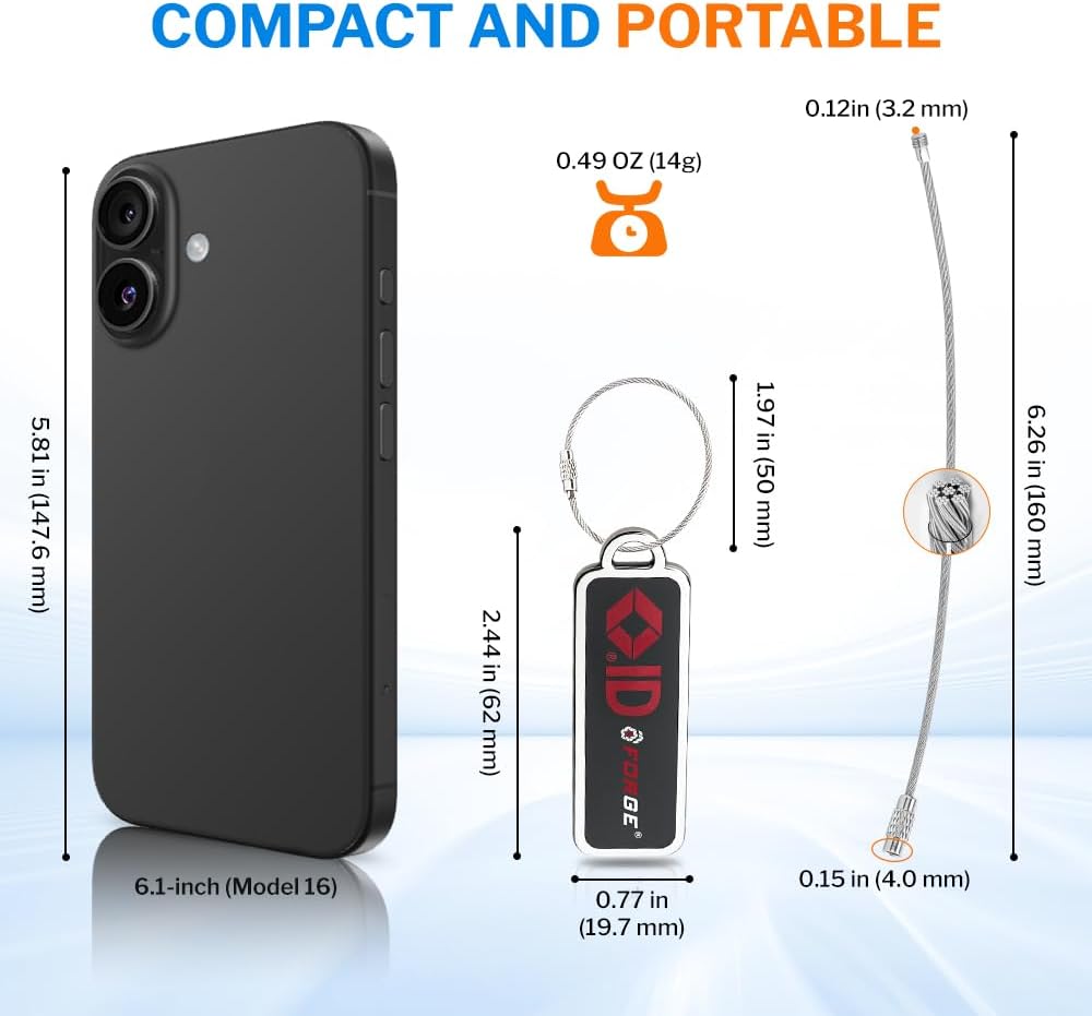 Forge Lost and Found Luggage Tags, Global Luggage Tracking Tag, WorldTracer Compatible, Travel Sentry Powered Baggage ID System for Luggage, Bags, Suitcases, and More (Black 2 Medium 2 Small)