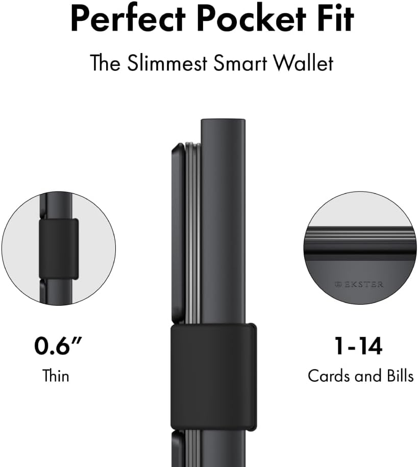 Ekster - Aluminum Cardholder Pro Wallet - All-Metal Aluminum Wallet for Men - Fits 7 Cards, RFID Blocking Layer, Ultra-Thin, Minimalist, Push Button, Card Access, Expandable, Trackable (Space Grey)