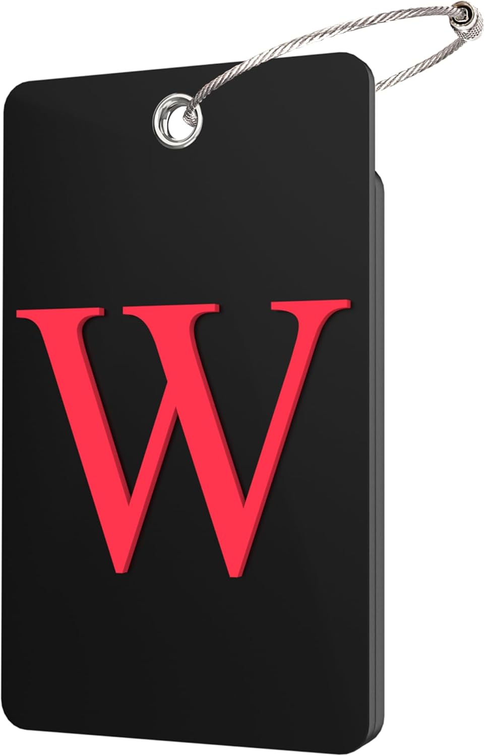 Gostwo 2 Pack Luggage Tags for Suitcases, 26 Initial Letter Travel Luggage Baggage Identification Labels ID Tag Fully Bendable Tags with Stainless Steel Loop (Black) (Letter W)