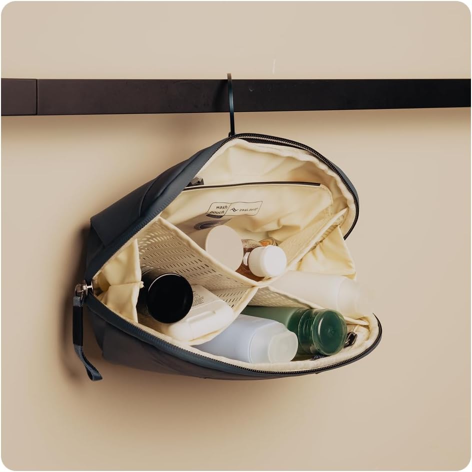 Peak Design Small Wash Pouch, Ocean, Weatherproof Travel Toiletry Bag, Upright or Hanging with Pockets, Magnetic Toothbrush Pocket, Wide UltraZip Opening, Toiletry Bag for Men and Women