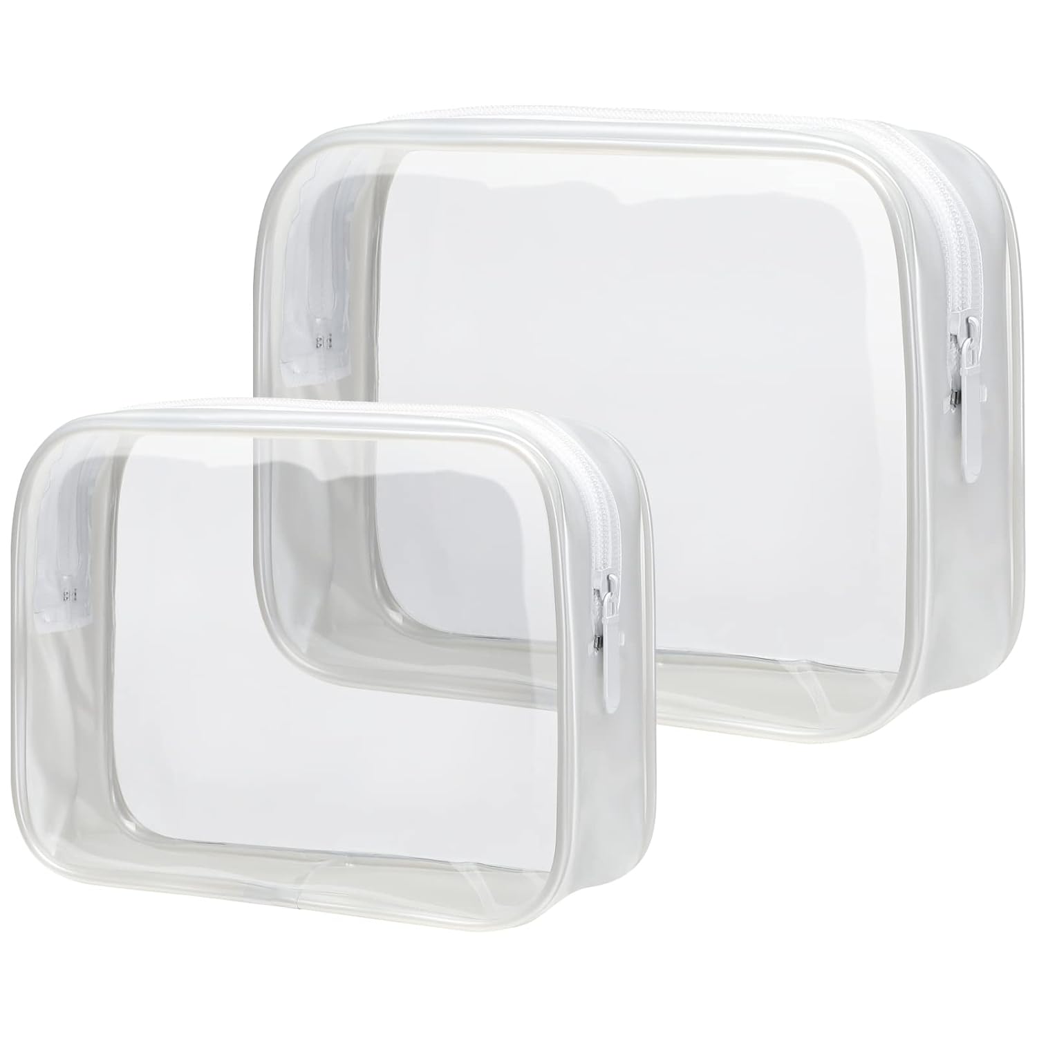 PACKISM Clear Makeup Bags - 2 Pack Quart Size Travel Bag TSA Approved Clear Travel Bags for Toiletries,Cosmetic Bags Carry onToiletry Bag TSA Approved Toiletry Bags, White