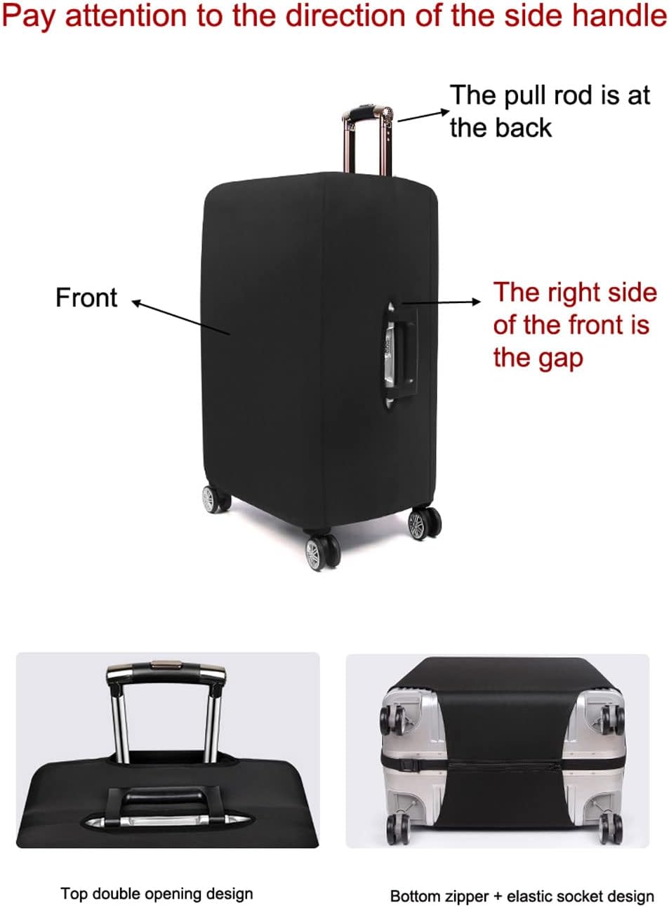 MosaiRudo Thicker Luggage Cover Elastic Suitcase Cover Protector Fits 18-32 Inch Suitcase Travel Accessories (Black, XL)