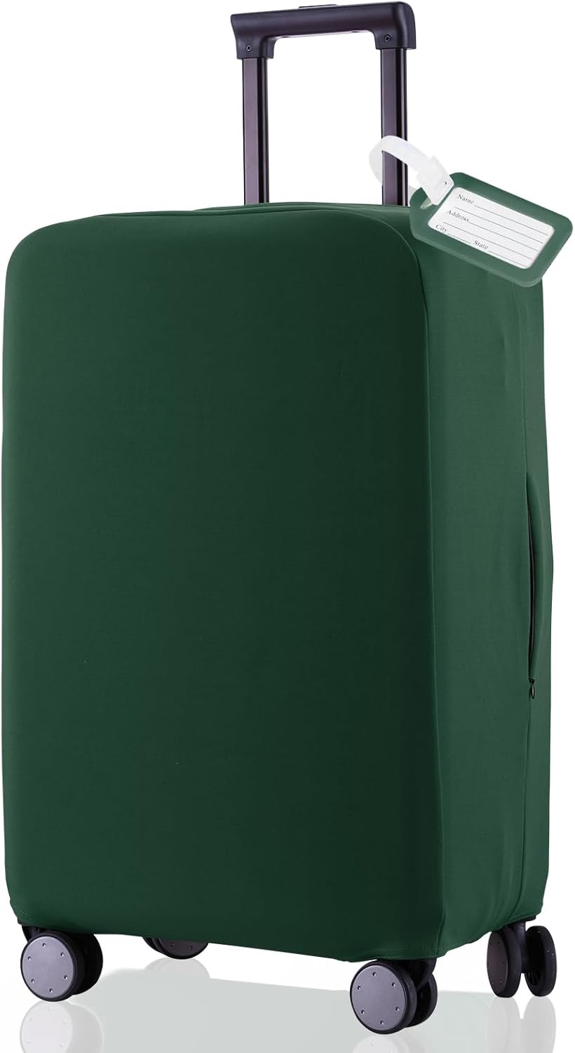 Travel Luggage Cover Suitcase Protector Scratch-Resistant Fit 19-31 Inch Suitcase, Not Included Suitcase (Avocado Green, M(24-25 inch))