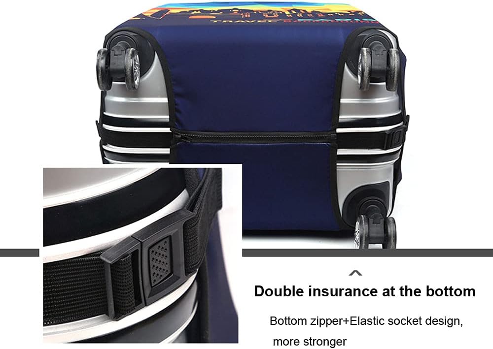 MosaiRudo Thicker Luggage Cover Elastic Suitcase Cover Protector Fits 18-32 Inch Suitcase Travel Accessories (Best wishs for you, L)