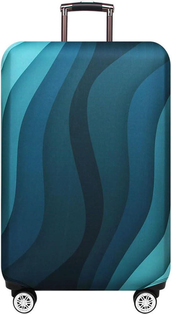 MosaiRudo Thicker Luggage Cover Elastic Suitcase Cover Protector Fits 18-32 Inch Suitcase Travel Accessories (Green Ripple, S)