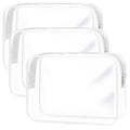 Clear Toiletry Bag, 3 Packs TSA Approved Water resistant Travel Organizer, Airport Airline Travel Essential Carry On Makeup Cosmetic Bags for Women, White - 3 packs