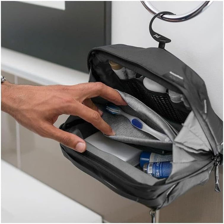 Peak Design Wash Pouch, Black, Weatherproof Travel Toiletry Bag, Upright or Hanging Dopp Kit with Pockets, Magnetic Toothbrush Pocket, Wide UltraZip Opening, Toiletry Bag for Men and Women